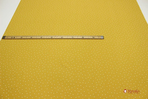 Теплый хлопок "Россыпь гороха на горчичном", ш.1.5м, хлопок-100%, 160гр/м.кв
