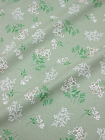 Теплый хлопок "Веточки ромашки на морозной мяте", ш.1.48м, хлопок-100%, 160гр/м.кв