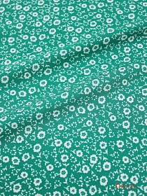Штапель "Белые незабудки" цв.насыщенный нефритовый, ш.1.44м, вискоза-100%, 100гр/м.кв