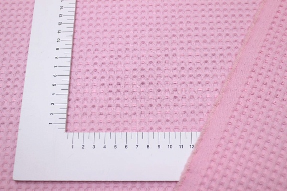 Вафельное премиум-полотно "Italy" цв.Бледно-розовый, ш.1.5м, хлопок-100%, 240гр/м.кв