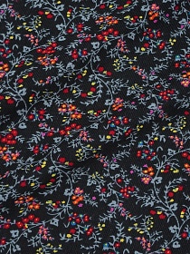 Микровельвет "Смородинка" (серые веточки), цв.черный, ш.1.5м, хлопок-100%, 130гр/м.кв