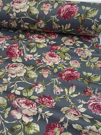 Сатин "Античные розы" цв.серый, ш.1.6м, хлопок-100%, 110гр/м.кв