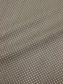 Мерный лоскут (ткань в отрезах) Бязь "Белый горох (3мм) на кофейно-сером", ш.1.5м, хлопок-100%, 120гр/м.кв