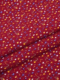 Микровельвет "Нежные незабудки" цв.красно-бордовый, ш.1.1м, хлопок-100%, 130гр/м.кв