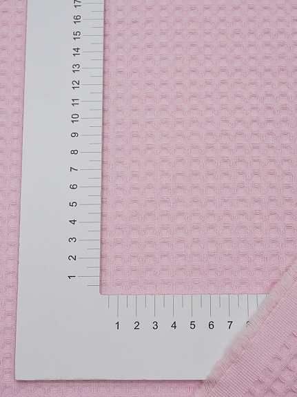 Вафельное премиум-полотно "Italy" цв.Нежно-розовый,  ш.1.5м, хлопок-100%, 240гр/м.кв