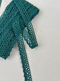 Кружево цв.хвойно-зеленый/зеленая морская волна, ш.16мм, хлопок-90%, п/э-10%, 10м, рис.078/33