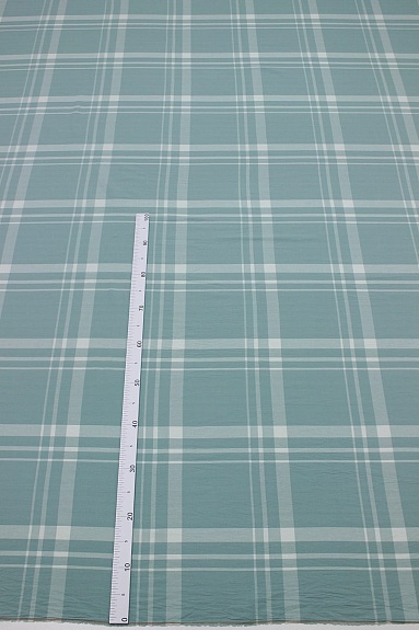Вареный (стираный) хлопок "Комбинированная клетка" цв.мятное мороженое, ш.2.5м, хл-100%