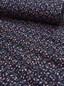 Импорт. хлопок "Бутончики" цв.чернильный, ш.1.5м, хлопок-100%, 100гр/м.кв