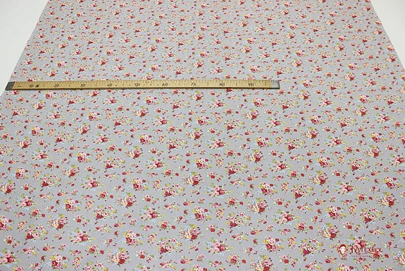 Поплин "Букеты роз на сером", СОРТ2, ш.1.5м, хлопок-100%, 115гр/м.кв