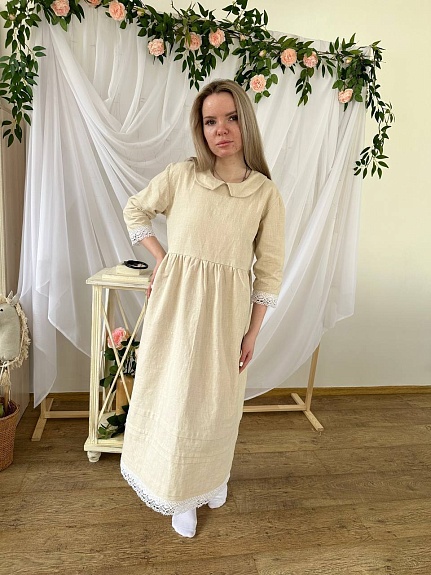 Платье с кружевной отделкой из крапивы Рами по МК с Нелли Беленкиной*