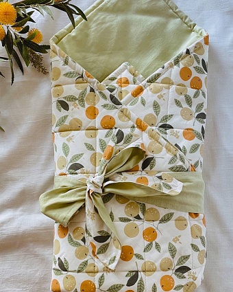Одеяло-конверт для новорожденного и бортики в кроватку из сатина