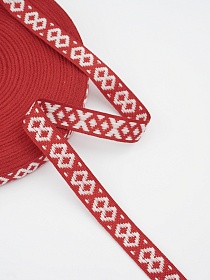 Жак.лента 18мм Славянский оберег "Русский узор молодухи" цв.красный
