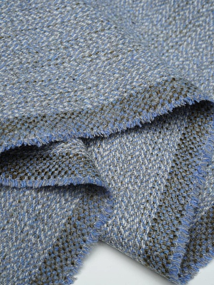 Шерсть пальтово-костюмная Твид "Елочка" цв.серо-голубой, ш.1.5м, шерсть-20%, п/э-80%, 370гр/м.кв