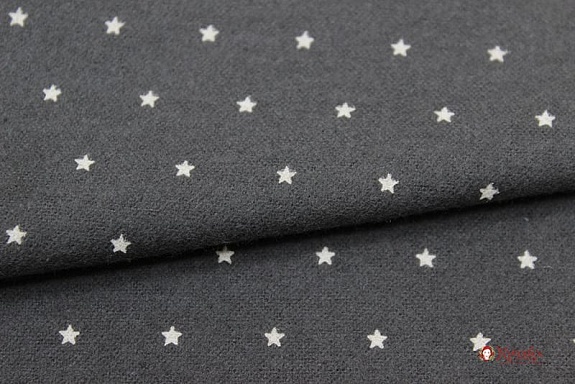 Теплый хлопок "Мелкие звезды на графите", ш.1.5м, хлопок-100%, 150гр/м.кв