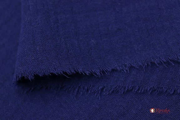 Муслин двухслойный с эффектом жатости цв.Темно-синий, СОРТ2,  ш.1.41м, хл-100%, 115гр/м.кв