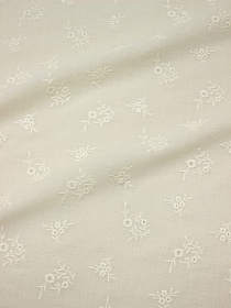 Мерный лоскут Шитье "Скромные букетики" (фестоны с 2х сторон) цв.кремовый, ш.1.3м, хлопок-100%, батист, 80гр/м.кв
