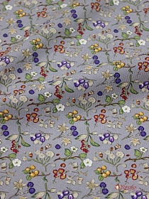 Мерный лоскут Плательный хлопок "Ягодный микс на сером", ш.1.45м, хлопок-100%, 138гр/м.кв