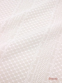 Шитье "Узорные полосы" цв.молочно-белый, ш.1.5м (выш.часть1.37м), батист, хлопок-100%, 80гр/м.кв