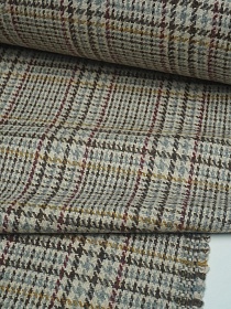 Шерсть пальтово-костюмная Твид "Гусиная лапка-клетка" цв.серый, ш.1.5м, шерсть-50%, п/э-50%