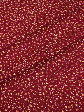 Микровельвет "Маленькие лютики на бордово-красном", ш.1.1м, хлопок-100%, 130гр/м.кв 