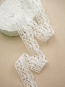 Кружево цв.белый, ш.25мм, хлопок-90%, п/э-10%, 10м, рис.044/1