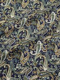 Импорт. хлопок "Восточные огурчики на чернильно-синем", ш.1.5м, хл-100%, 110гр/м.кв