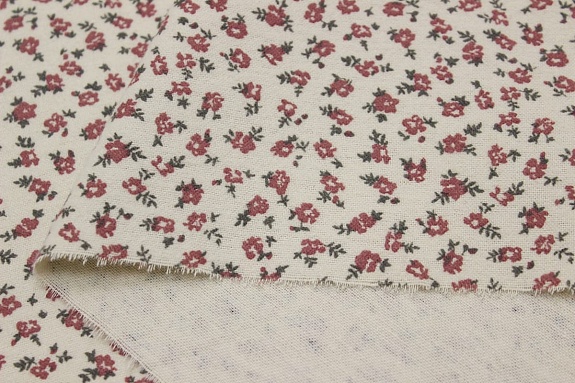 Теплый хлопок "Дарья - цветочки" цв.коричневая брусника, СОРТ2, ш.1.5м, хлопок-100%, 150гр/м.кв