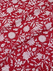 Штапель "Белоснежный сад" цв.малина, ш.1.45м, вискоза-100%, 90гр/м.кв