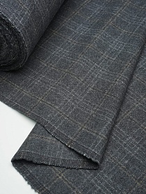 Шерсть пальтово-костюмная Твид "Клетка" цв.темно-серый, ш.1.5м, шерсть-60%, п/э-40%, 400гр/м.кв