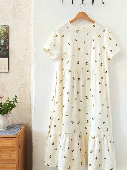 Платье из муслина "Абрикосики" 