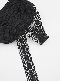 Кружево цв.черный, ш.25мм, хлопок-90%, п/э-10%, 10м