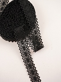 Кружево цв.черный, ш.25мм, хлопок-90%, п/э-10%, 10м, рис.079/26
