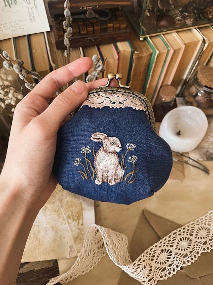 Кошелек из льна костюмного с эффектом мятости