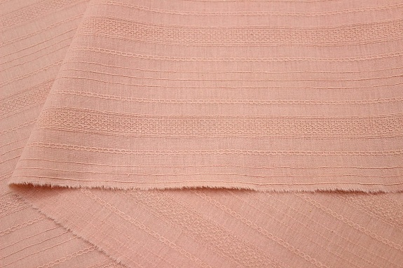 Фактурный хлопок "Рельефные полоски" цв.Пыльный розово-персиковый , ш.1.45м, хл-100%, 115гр/м.кв