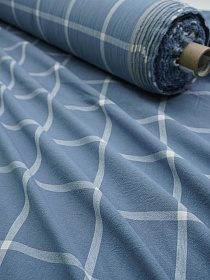 Вареный (стираный) хлопок "Крупная клетка (11*11см)" цв.т.винтажно-голубой, ш.2.5м, хлопок-100%
