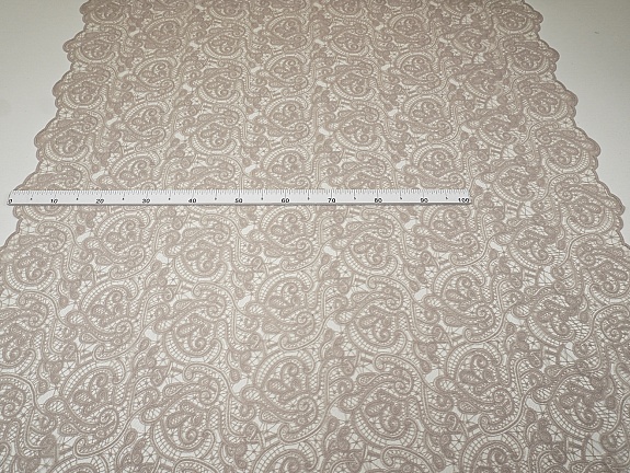 Кружевное полотно "Милада" (фестон с 2х ст.)  цв.бежевый жемчуг, ш.1.3м, хлопок-80%, нейлон-20%, 100гр/м.кв