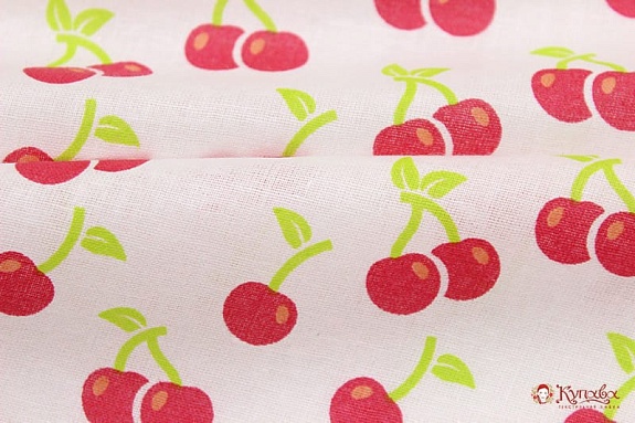 Перкаль "Вишенки", ш.1.5м, хлопок-100%, 105гр/м.кв