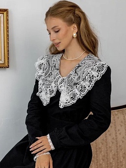 Шикарное платье из теплого хлопка в черном цвете