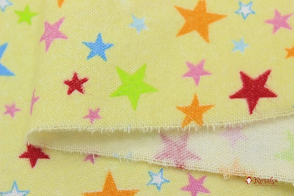 Фланель "Фейерверк на желтом", ш.0.9м, хлопок-100%, 180гр/м.кв