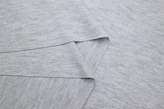 Трикотаж Интерлок цв.Св.серый меланж, ш.1.7м, Пенье, хл-60%, п/э-40%, 220гр/м.кв
