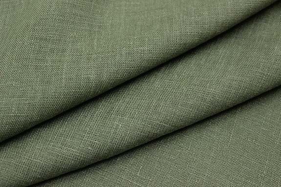 Лен костюмный с эффектом мятости цв.Хаки-шалфей-2, СОРТ2, ш.1.45м, лен-100%, 190гр/м.кв