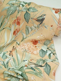 Штапель Премиум (Digital) "Мелодия лугов" цв.телесно-желтый, ш.1.45м, вискоза-100%, 115гр/м.кв