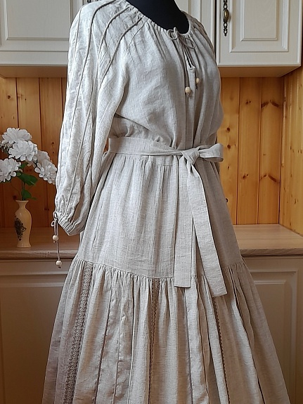 Платье изо льна с вискозой в суровом цвете