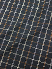 Пестрядь "Серая-бежевая-карамельная клетка на графитово-черном", ш.1.5м, хлопок-100%, 150гр/м.кв