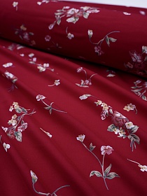 Мерный лоскут Штапель Премиум "Вечерний букет" цв.красное вино, ш.1.45м, вискоза-100%, 120гр/м.кв