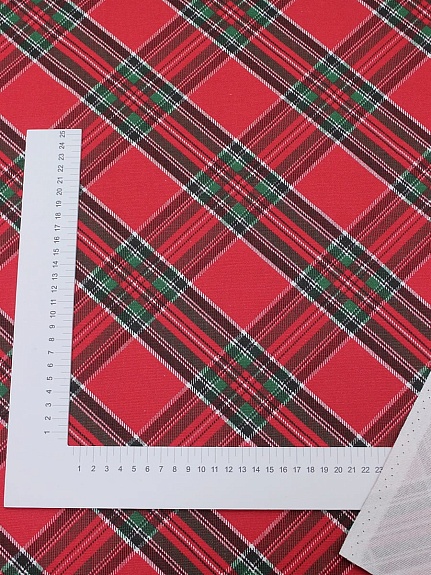 Рогожка "Шотландская клетка" цв.красный, ш.1.5м, хлопок-100%, 170гр/м.кв