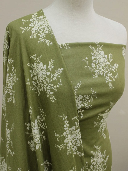 Муслин Премиум двухслойный гладкий "Белые букеты", ш.2.5м, хлопок-100%, 130гр/м.кв