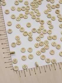 Пуговица с штрихами по кругу светлое дерево,10мм, 4 отверстия