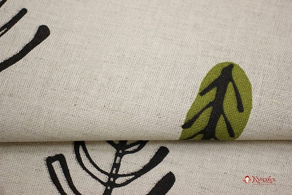 Полулен "Этно-лес на суровом", ш.1.5м, лен-30%, хлопок-70%, 147гр/м.кв