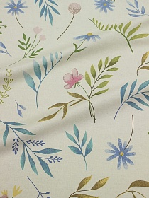 Полулен-Сатин "Летний антураж", ш.2.2 м, лен-22%, хлопок-78%, 190гр/м.кв